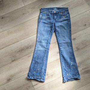 Rare Vintage Bootcut Artcore Y2K 90s Women's Jeans Size 29 Artsy Hippie Boho New